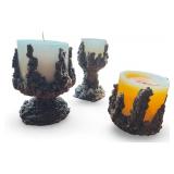 Set of 3 Vintage Hand Crafted Sand Casted Decorative Candles