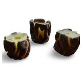 Set of 3 Vintage Hand Crafted Sand Casted Candle Holders