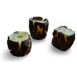 Set of 3 Vintage Hand Crafted Sand Casted Candle Holders