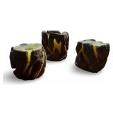 Set of 3 Vintage Hand Crafted Sand Casted Candle Holders