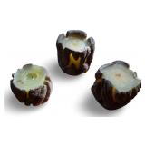 Set of 3 Vintage Hand Crafted Sand Casted Candle Holders