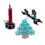 Set of 3 Beaded Holiday Figurines - Poodle, Christmas Tree, and Candle