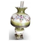 Antique Style Hand-Painted Glass Hurricane Lamp with Floral Design
