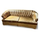 Vintage Tufted Velvet Sofa in Gold/Dark Yellow Tone Upholstery