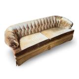 Vintage Tufted Velvet Sofa in Gold/Dark Yellow Tone Upholstery