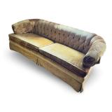 Vintage Tufted Velvet Sofa in Gold/Dark Yellow Tone Upholstery