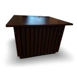 Mid-Century Modern Square Wood Coffee Table with Slatted Sides
