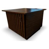 Mid-Century Modern Square Wood Coffee Table with Slatted Sides