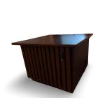 Mid-Century Modern Square Wood Coffee Table with Slatted Sides