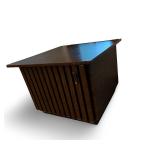 Mid-Century Modern Square Wood Coffee Table with Slatted Sides