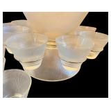 Vintage Federal Glass Norse Pattern Punch Bowl Set with 12 Cups and Ladle