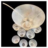 Vintage Federal Glass Norse Pattern Punch Bowl Set with 12 Cups and Ladle