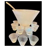 Vintage Federal Glass Norse Pattern Punch Bowl Set with 12 Cups and Ladle