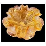 Mid-Century Murano Hand-Blown Glass Bowl with Gold Accents