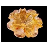 Mid-Century Murano Hand-Blown Glass Bowl with Gold Accents