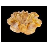 Mid-Century Murano Hand-Blown Glass Bowl with Gold Accents