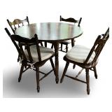 Wood Dining Table with 4 Chairs and Cushions
