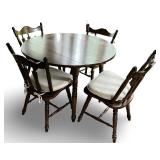 Wood Dining Table with 4 Chairs and Cushions