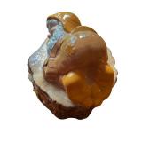 Vintage Ceramic Cookie Jar with Sleeping Gnome on Tree Stump