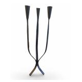 Vintage Black Iron 3-Arm Candle Holder