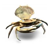 Brass Crab Trinket Box/Ashtray with Hinged Shell
