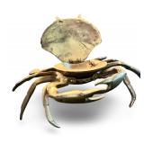Brass Crab Trinket Box/Ashtray with Hinged Shell
