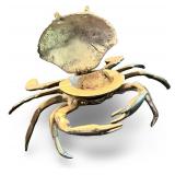 Brass Crab Trinket Box/Ashtray with Hinged Shell