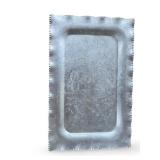 Vintage Hand-Etched Aluminum Serving Trays and Coasters Set