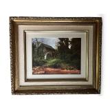 Pair of Vintage Foil Engraving Pictures with Ornate Frames