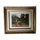 Pair of Vintage Foil Engraving Pictures with Ornate Frames