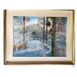 Pair of Vintage Foil Engraving Pictures with Ornate Frames