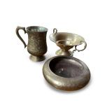 Set of 3 Vintage Brass Decorative Bowls and Mug