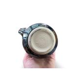 Small Blue Ceramic Pitcher and Bowl Set with Drip Glaze Finish