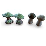 Two Pairs of Ceramic Mushroom Salt and Pepper Shakers