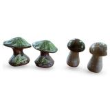 Two Pairs of Ceramic Mushroom Salt and Pepper Shakers
