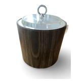 Vintage Woodgrain Ice Bucket with Clear Acrylic Handle and Lid