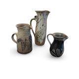 Set of 3 Handcrafted Studio Pottery Pitchers