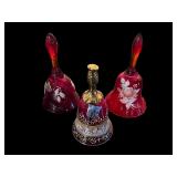 Cranberry Red Art Glass Decorative Bells
