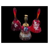 Cranberry Red Art Glass Decorative Bells