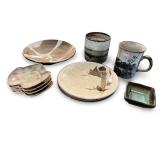 Handmade Pottery Dishware Set with Bowls, Mugs, Plates and Small Dishes