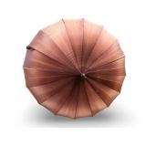 Vintage Pink Umbrella with Green Handle and Unique Canopy