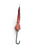 Vintage Pink Umbrella with Green Handle and Unique Canopy