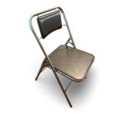 Set of 3 Metal Folding Chairs with Wood Grain Seats and Backs