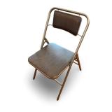 Set of 3 Metal Folding Chairs with Wood Grain Seats and Backs