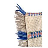 Set of 10 Woven Placemats with Fringe and Blue Accent