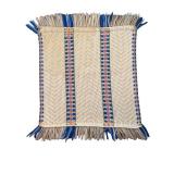 Set of 10 Woven Placemats with Fringe and Blue Accent