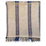 Set of 10 Woven Placemats with Fringe and Blue Accent