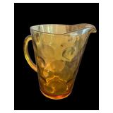 Vintage Amber Glass Pitcher with Bubble Pattern