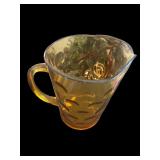 Vintage Amber Glass Pitcher with Bubble Pattern