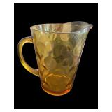 Vintage Amber Glass Pitcher with Bubble Pattern